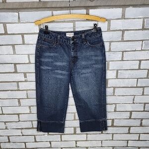 George & Martha Women's Mid-Rise Stylish Dark Blue Denim Capri Jeans Size 8